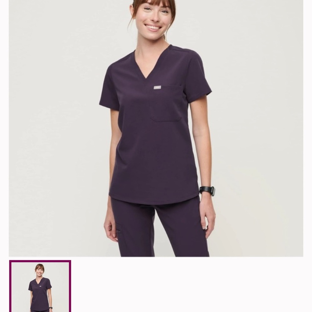 Figs Catarina One-Pocket Scrub Top XS- PURPLE SHADOW